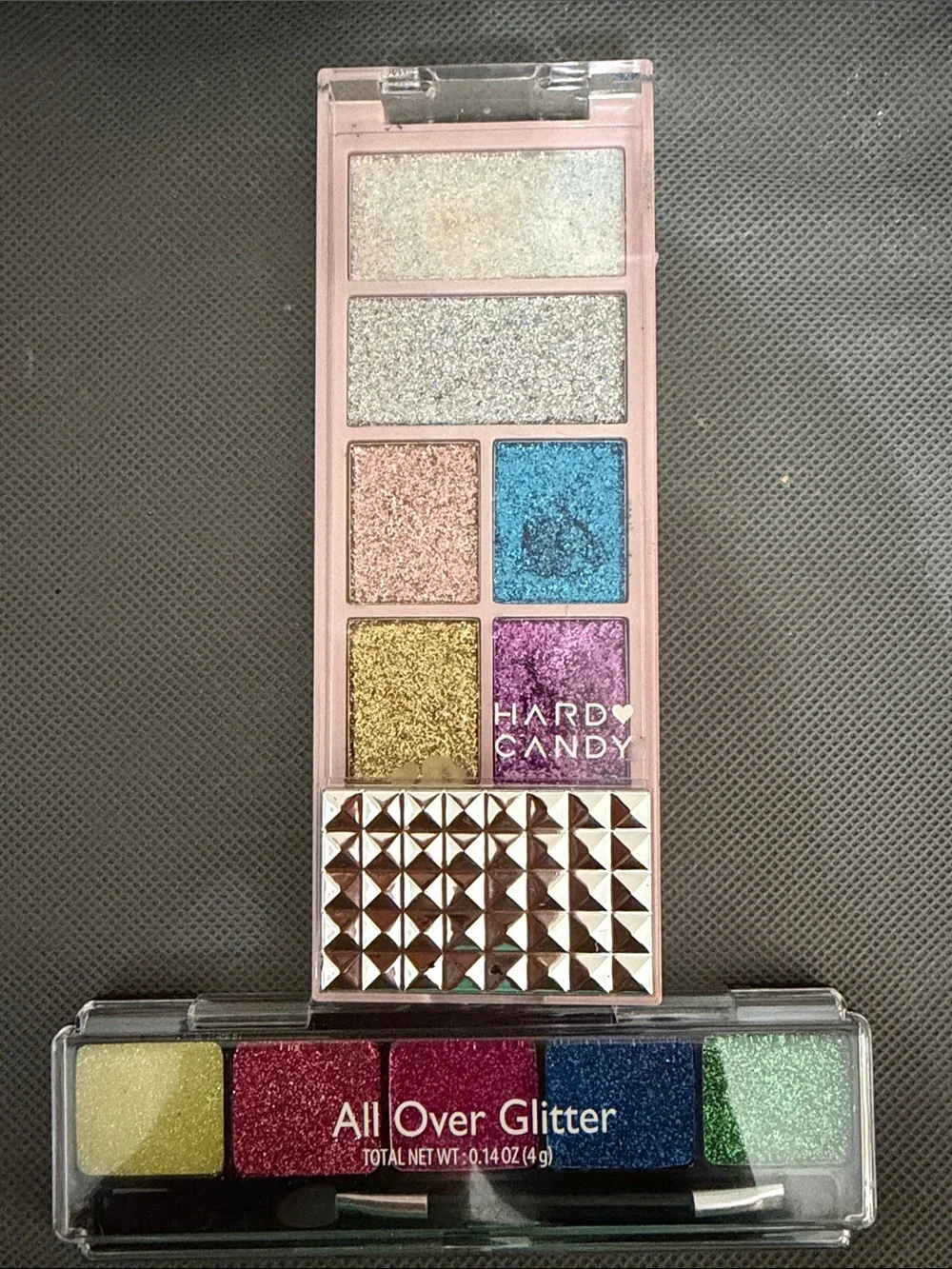 Set of 2 face/ body paint palettes - All Over Glitter & Hard Candy with brushes